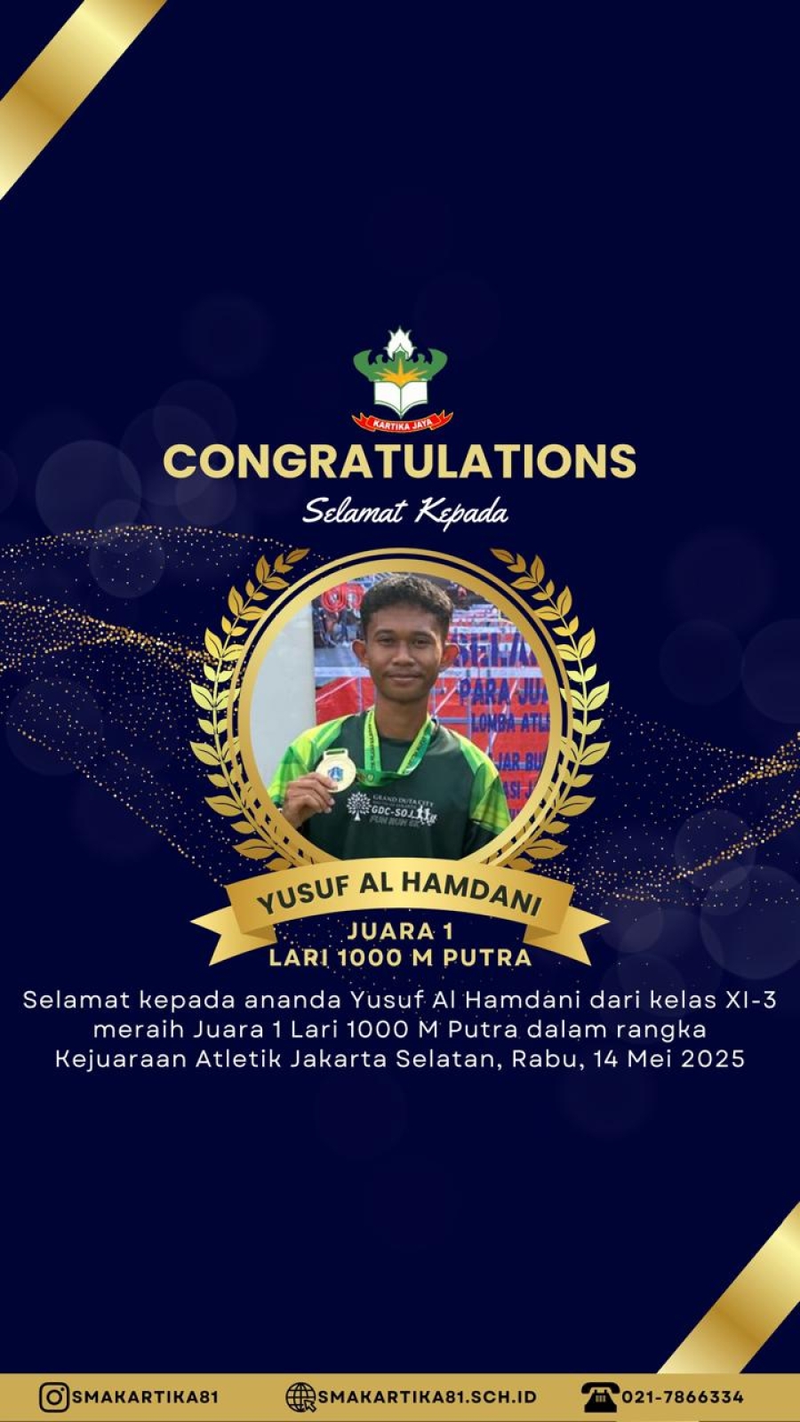YUSUF AL HAMDANI - JUARA 1 LARI 1.000M PUTRA